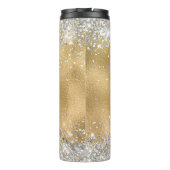 Imitate Goldfolie mit Funkelnd Glitzer Monogramm Thermosbecher (Rückseite)