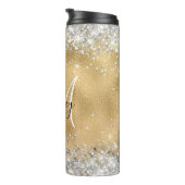 Imitate Goldfolie mit Funkelnd Glitzer Monogramm Thermosbecher (Nach rechts gedreht)