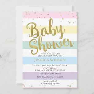 Imitate Goldfolie, Pastellfarben Rainbow Stripes K Einladung