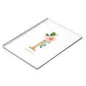Imitate Goldfolie Rosa Blumenschrift I Monogramm Notizblock (Linke Seite)