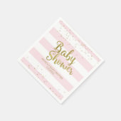 Imitate Goldfolie, rosa Streifen Kinderdusche Mädc Serviette (Ecke)