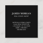 Imitate Goldfolie Schwarze Border Monogramm Quadratische Visitenkarte (Rückseite)