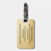 *~* Imitate Goldfolie + Schwarzer Monogramm Diaman Gepäckanhänger (Rückseite vertikal)