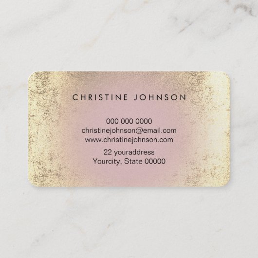 Imitate Goldfolie Sonnenblumen auf rosa Visitenkarte (Rückseite)