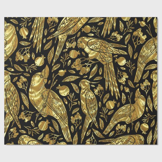 Imitate Goldfolie tropisches Muster Geschenkpapier (Flach)