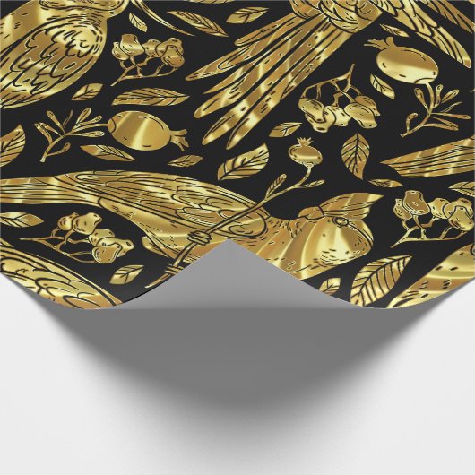 Imitate Goldfolie tropisches Muster Geschenkpapier (Ecke)