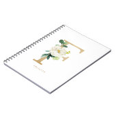 Imitate Goldfolie Weiße Blume Letter F Monogramm Notizblock (Linke Seite)