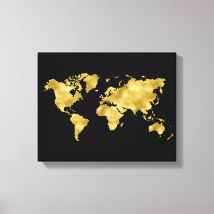 Imitate Goldfolie Weltkarte Luxusgeschenk Leinwanddruck