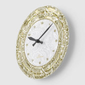 Imitate Goldgrenze mit eigenem weißem Hintergrund Große Wanduhr (Winkel)