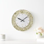 Imitate Goldgrenze mit eigenem weißem Hintergrund Große Wanduhr (Zuhause)