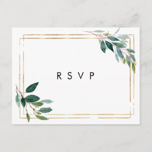 Imitate Goldgrün Hochzeit Rsvp Postkarte