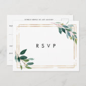 Imitate Goldgrün Hochzeit Rsvp Postkarte (Vorne/Hinten)