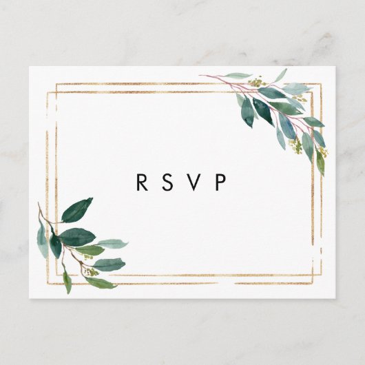 Imitate Goldgrün Hochzeit Rsvp Postkarte (Vorderseite)