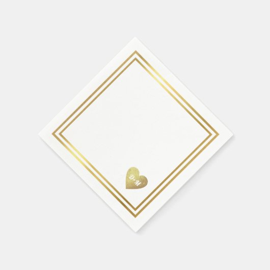 Imitate Goldherz der Liebe mit Initialen mit Monog Serviette (Ecke)