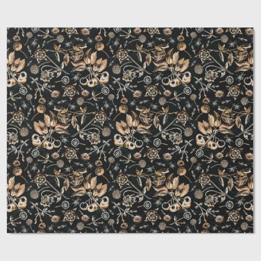 Imitate Goldkäfer Blume Blätter Kirschfrüchte Geschenkpapier (Flach)