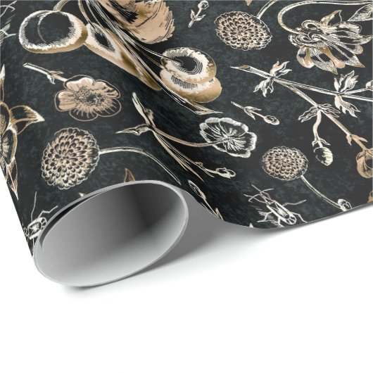 Imitate Goldkäfer Blume Blätter Kirschfrüchte Geschenkpapier (Rolleneckpunkt)