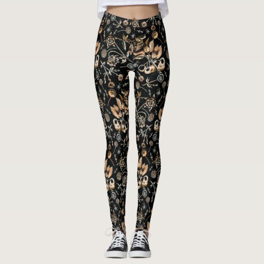Imitate Goldkäfer Blume Blätter Kirschfrüchte Leggings (Vorderseite)