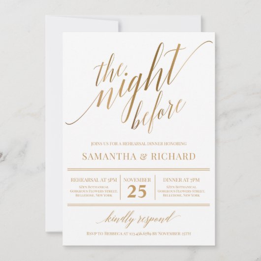 Imitate Goldkalligraphie Buchstaben rustikale Prob Einladung (Vorderseite)