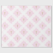 Imitate Goldkreuz weißes Kreismuster Taufe rosa Geschenkpapier (Flach)