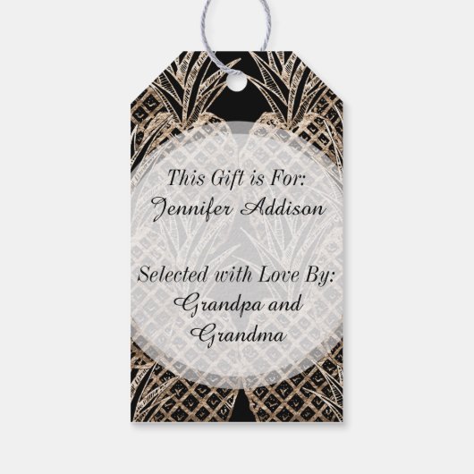 Imitate Goldleaf Ananas-Collage Geschenkanhänger (Rückseite)