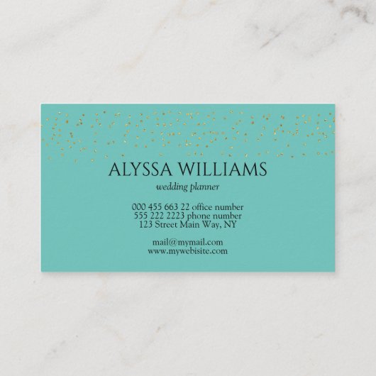 Imitate Goldmedaille Confetti Aquamarines Visitenkarte (Rückseite)