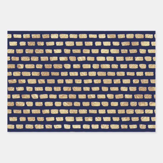 Imitate Goldmuster und dunkelblau Geschenkpapier Set (Vorderseite)