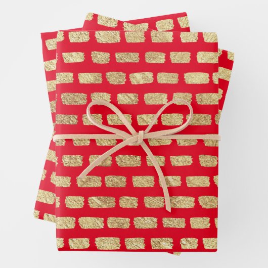 Imitate - Goldmuster und Rot Geschenkpapier Set (Beispiel)