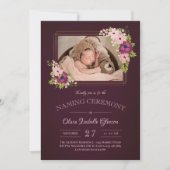 Imitate Goldrahmen Blush Burgundy Namensfeier Einladung (Vorderseite)