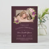 Imitate Goldrahmen Blush Burgundy Namensfeier Einladung (Stehend Vorderseite)