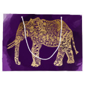 Imitate Goldstäbchen-Elefant lila Pinselstrich Große Geschenktüte (Rückseite)