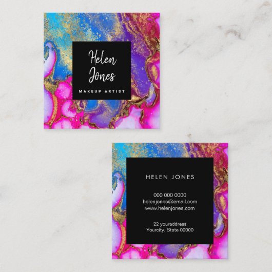 IMITATE Goldstaub in Aquarellfarbe Quadratische Visitenkarte (Vorne/Hinten)