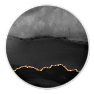 Imitate Grau Marmor Agate Golden Glitzer Schwarzer Keramikknauf