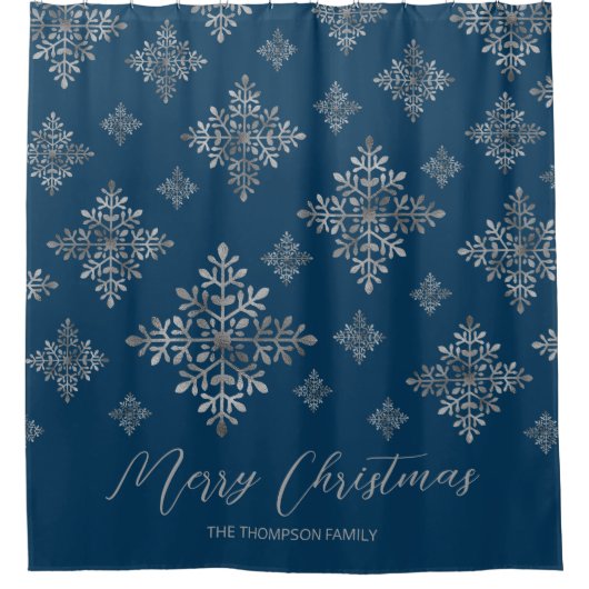 Imitate graue Schneeflocken auf blau (nicht echter Duschvorhang (Vorderseite)