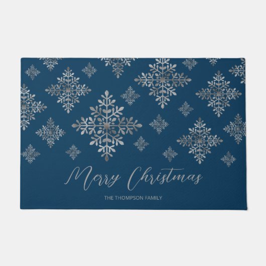 Imitate graue Schneeflocken auf blau (nicht echter Fußmatte (Vorderseite)