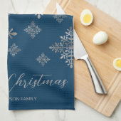 Imitate graue Schneeflocken auf blau (nicht echter Geschirrtuch (Viertel Falte)