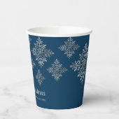 Imitate graue Schneeflocken auf blau (nicht echter Pappbecher (Links)