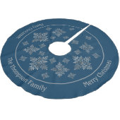Imitate graue Schneeflocken auf blau (nicht echter Polyester Weihnachtsbaumdecke (Schrägansicht)