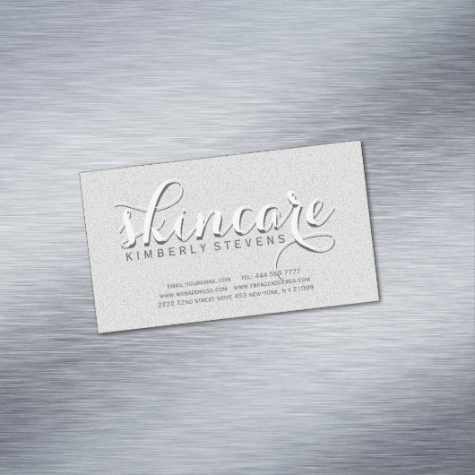 Imitate Grauer und weißer Glitzer Magnetische Visitenkarte (Beispiel)