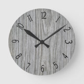Imitate Graues Holzpaneling Runde Wanduhr (Vorderseite)