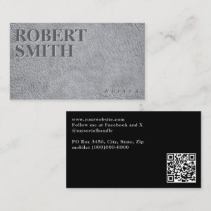 Imitate Graues Leder mit Embossetext Visitenkarte