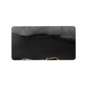 Imitate Gray Marbled Agate Golden Glitzer Schwarze Adressaufkleber (Vorne)