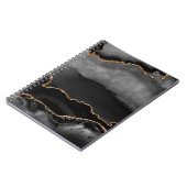 Imitate Gray Marbled Agate Golden Glitzer Schwarze Notizblock (Linke Seite)