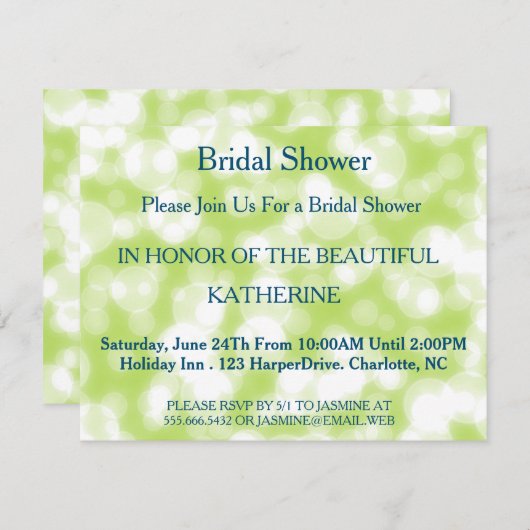 Imitate Green Glittering Fab Confetti Glitzern Dot Einladung (Vorne/Hinten)