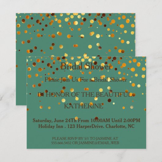 Imitate Green Glittering Fab Confetti Glitzern Dot Einladung (Vorne/Hinten)