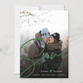 Imitate Green Glitzer Hochzeit Foto Save the Date Magneteinladung (Vorderseite)