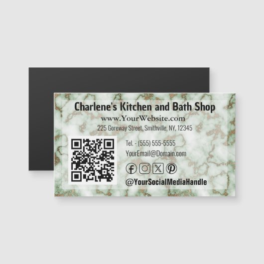 Imitate Green Gold Marmor Magnetic Business Card Magnetkarte (Vorne/Hinten)