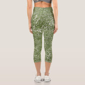 Imitate Grüne Glitzer Textur Look-like Graphic Capri Leggings (Rückseite)