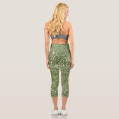 Imitate Grüne Glitzer Textur Look-like Graphic Capri Leggings (Rückseite)