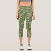 Imitate Grüne Glitzer Textur Look-like Graphic Capri Leggings (Vorderseite)