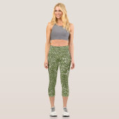 Imitate Grüne Glitzer Textur Look-like Graphic Capri Leggings (Vorderseite)